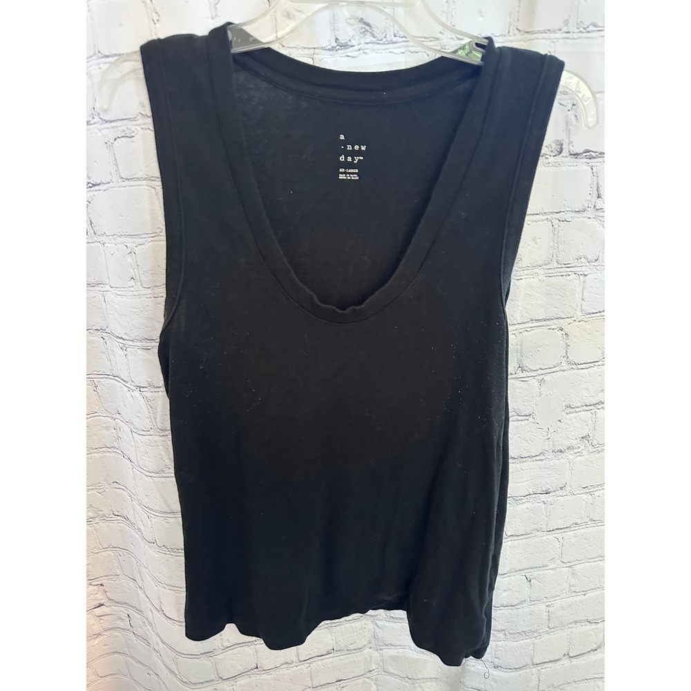 A‎ New Day Black Tank Top Sleeveless Casual Basic Top XX-Large